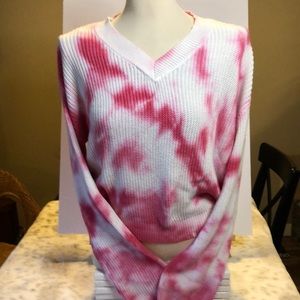 💗 It’s Our Time Tie-Dye Sweater. Pink/white. V-neck cute fit
